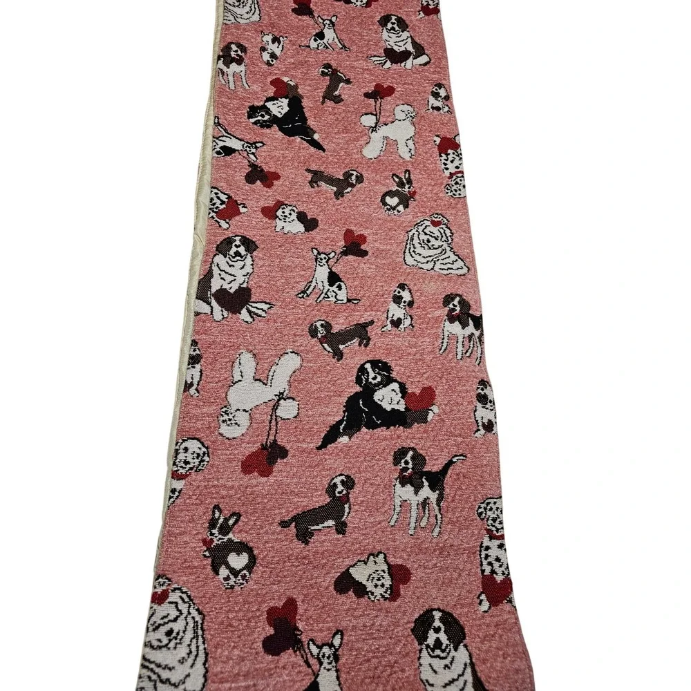 Puppy Love Woven Dog Breed Tapestry Table Runner Poodle Dalmatian 12x72